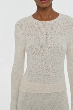 Praedics Knit Sweater in Off White Mulberry Silk