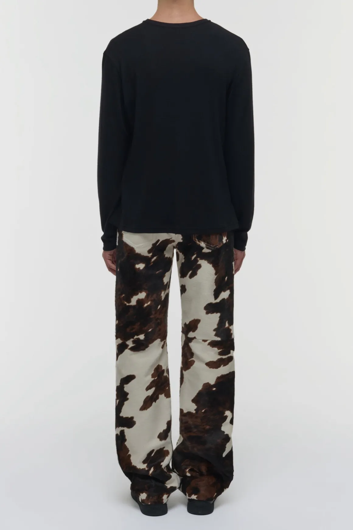 Rey Straight-leg Five Pocket Pant in Ivory Cognac Multi Pony Hair