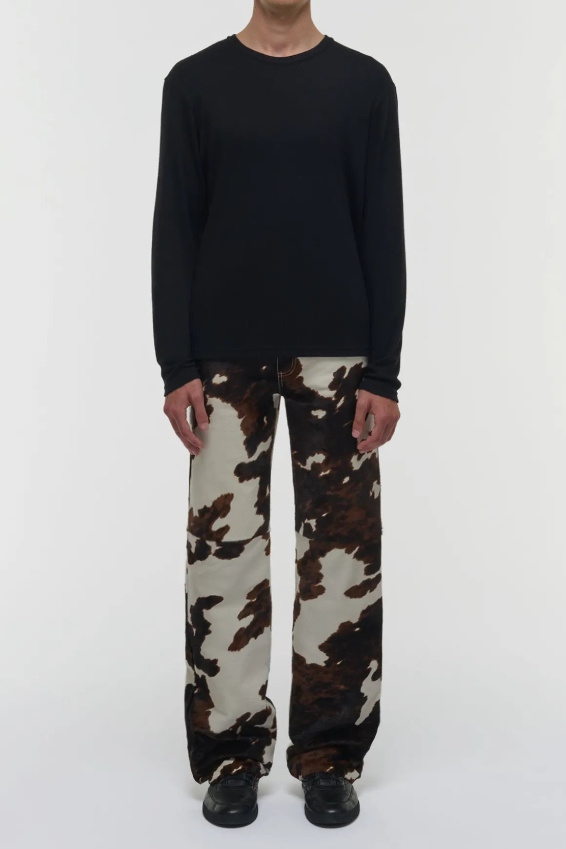 Rey Straight-leg Five Pocket Pant in Ivory Cognac Multi Pony Hair