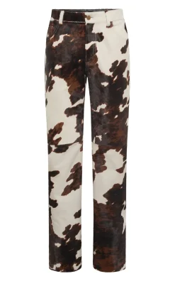 Rey Straight-leg Five Pocket Pant in Ivory Cognac Multi Pony Hair