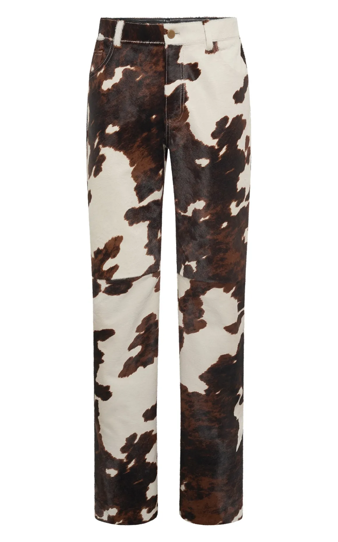 Rey Straight-leg Five Pocket Pant in Ivory Cognac Multi Pony Hair