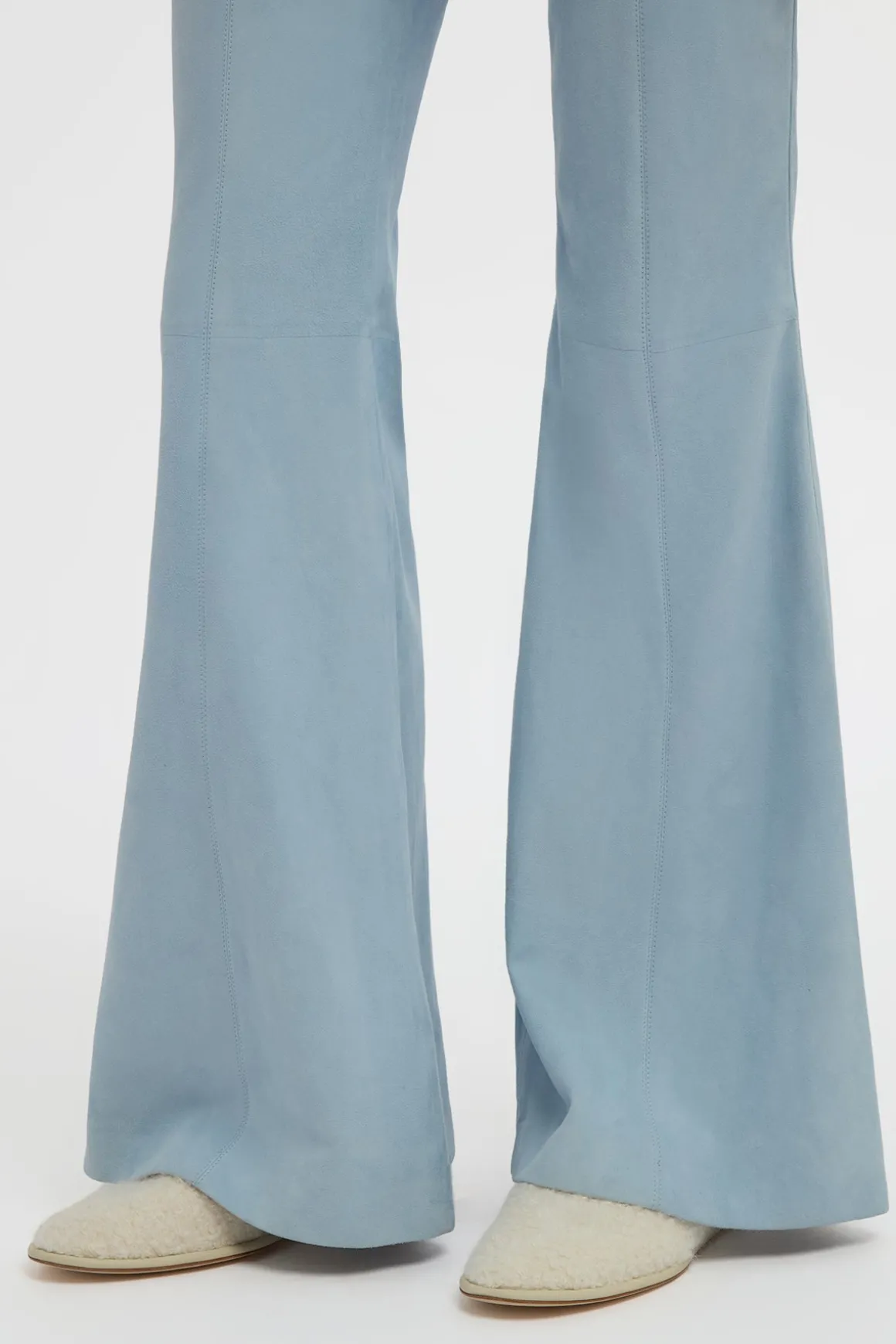 Rhein Flare Pant in Light Blue Suede