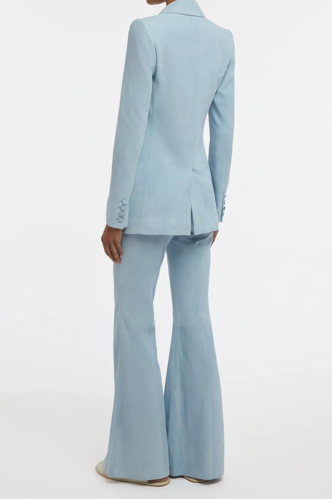 Rhein Flare Pant in Light Blue Suede
