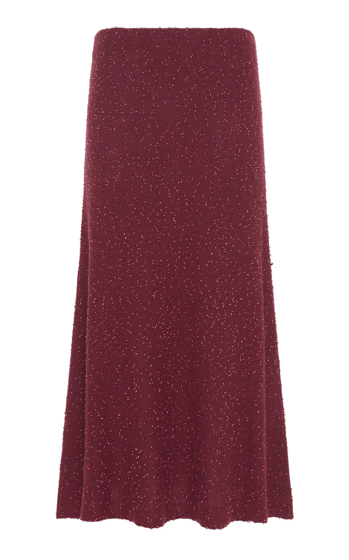 Sabine Knit Midi Skirt in Bordeaux Beaded Cashmere Silk