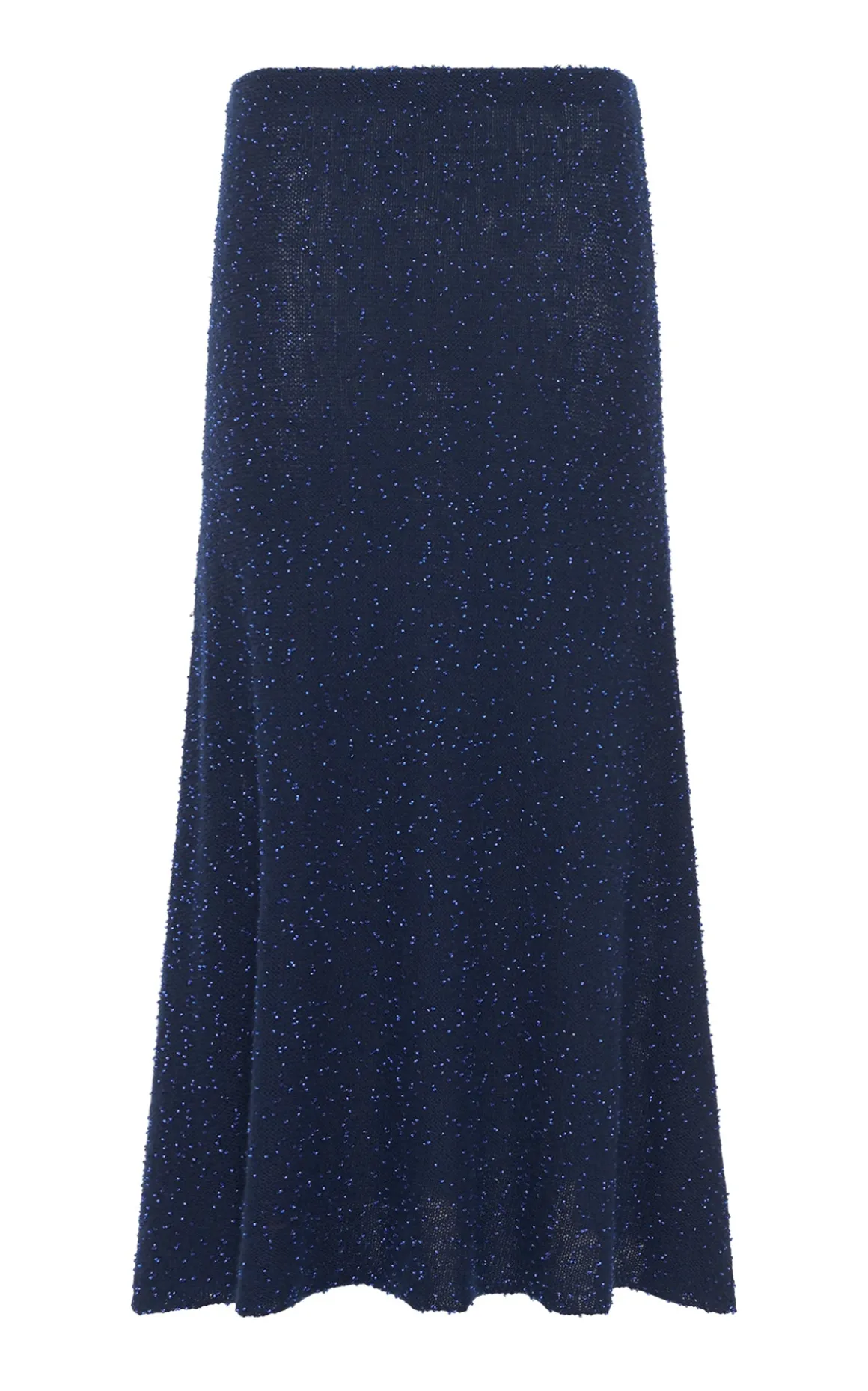 Sabine Knit Midi Skirt in Electric Navy Beaded Cashmere Silk