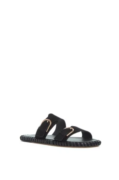 Sage Flat Sandal in Black Suede