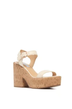 Sardis Platform Sandal in Cream Nappa Leather