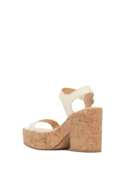 Sardis Platform Sandal in Cream Nappa Leather