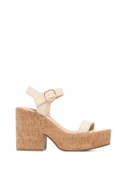 Sardis Platform Sandal in Cream Nappa Leather