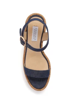 Sardis Platform Sandal in Recycled Cotton Linen Denim