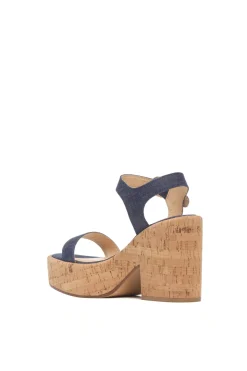 Sardis Platform Sandal in Recycled Cotton Linen Denim
