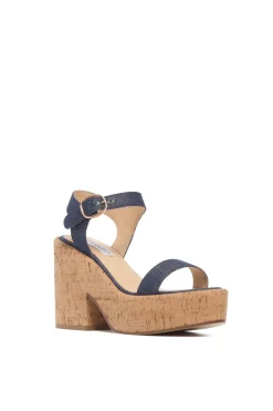 Sardis Platform Sandal in Recycled Cotton Linen Denim