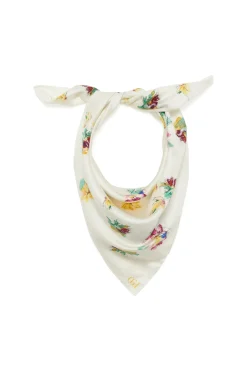 Savin Mia's Flowers Scarf in Ivory Multi Printed Silk Twill