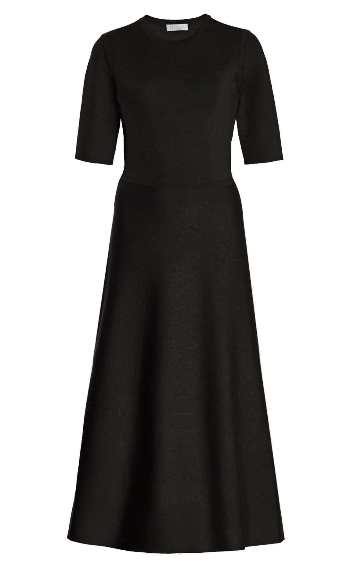 Seymore Knit Midi Dress in Black Merino Wool Cashmere