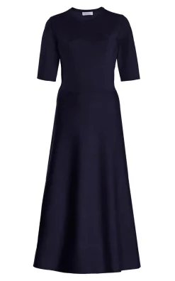 Seymore Knit Midi Dress in Dark Navy Merino Wool Cashmere