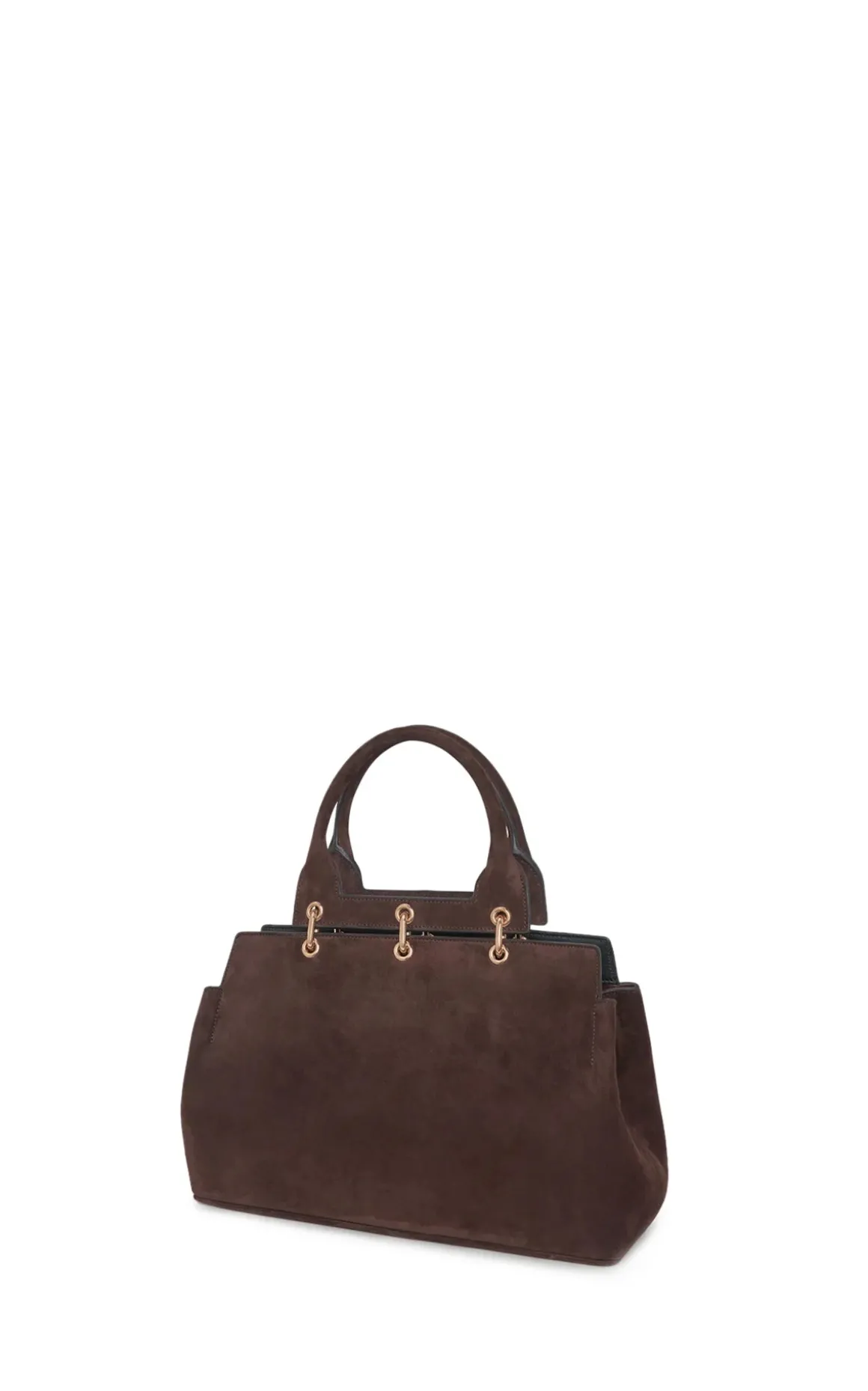 Small Amethyst Tote Bag in Dark Brown Suede