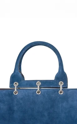 Small Amethyst Tote Bag in Navy Suede