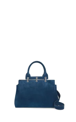 Small Amethyst Tote Bag in Navy Suede