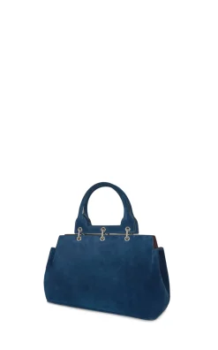 Small Amethyst Tote Bag in Navy Suede