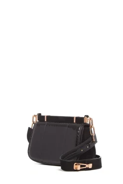 Small Dern Crossbody Bag in Black Snakeskin & Suede