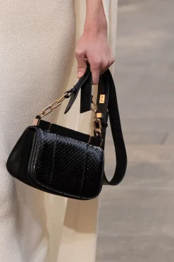 Small Dern Crossbody Bag in Black Snakeskin & Suede
