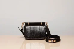 Small Dern Crossbody Bag in Black Snakeskin & Suede