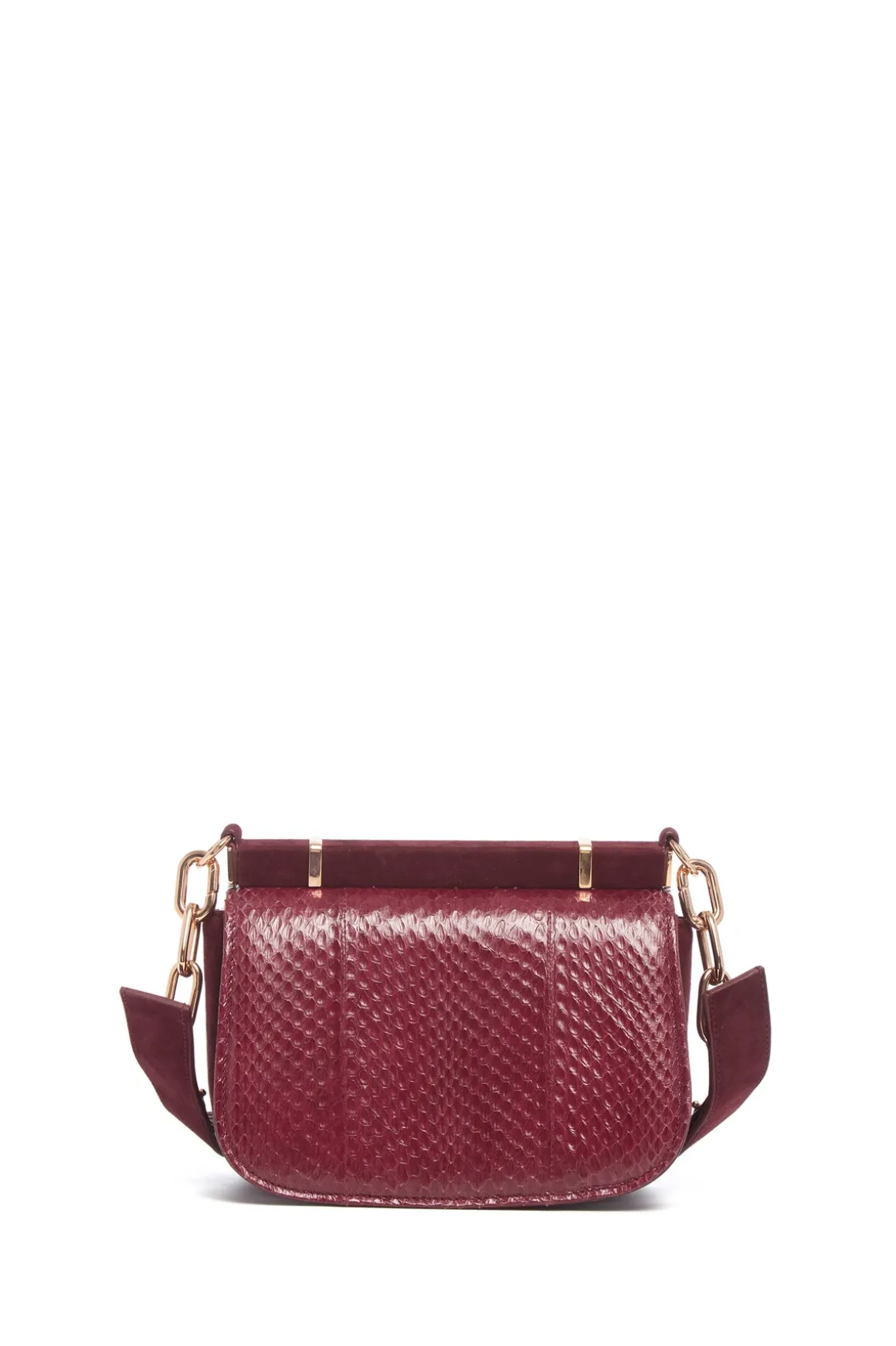 Small Dern Crossbody Bag in Bordeaux Snakeskin & Suede
