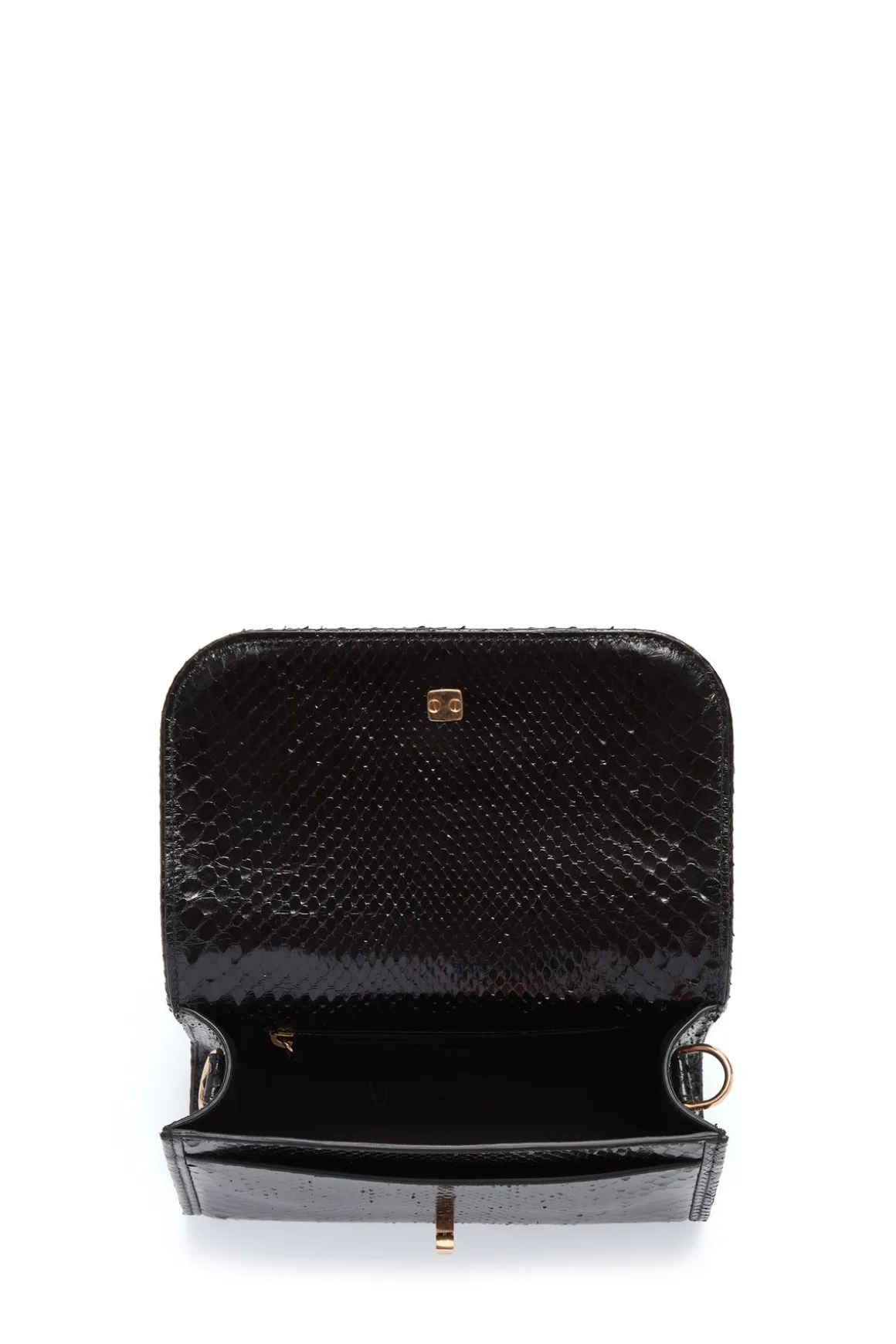 Small Leonora Flap Bag in Black Snakeskin