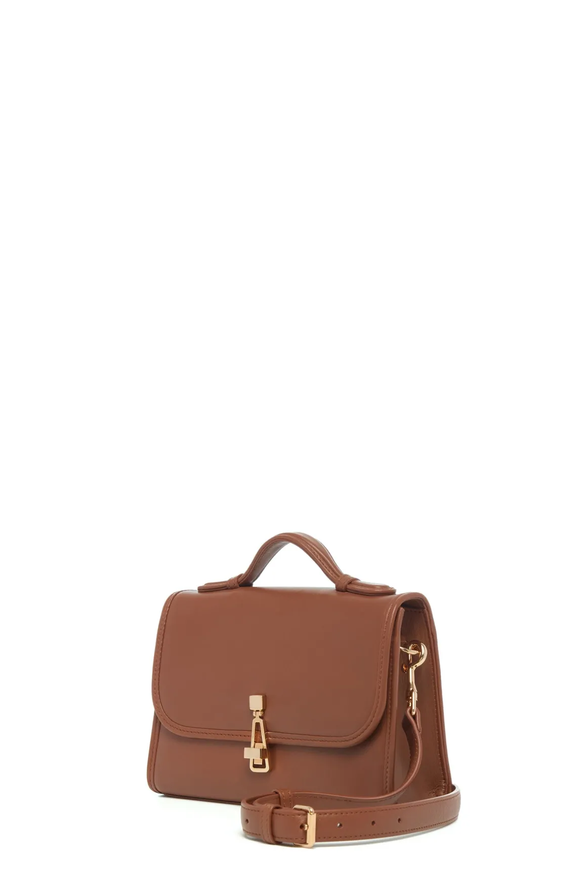 Small Leonora Flap Bag in Cognac Nappa Leather