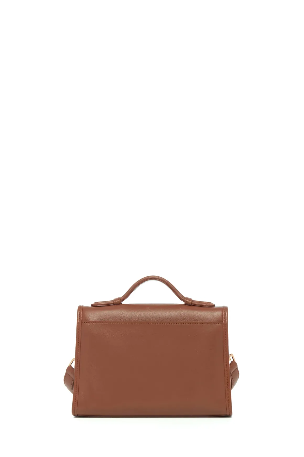 Small Leonora Flap Bag in Cognac Nappa Leather