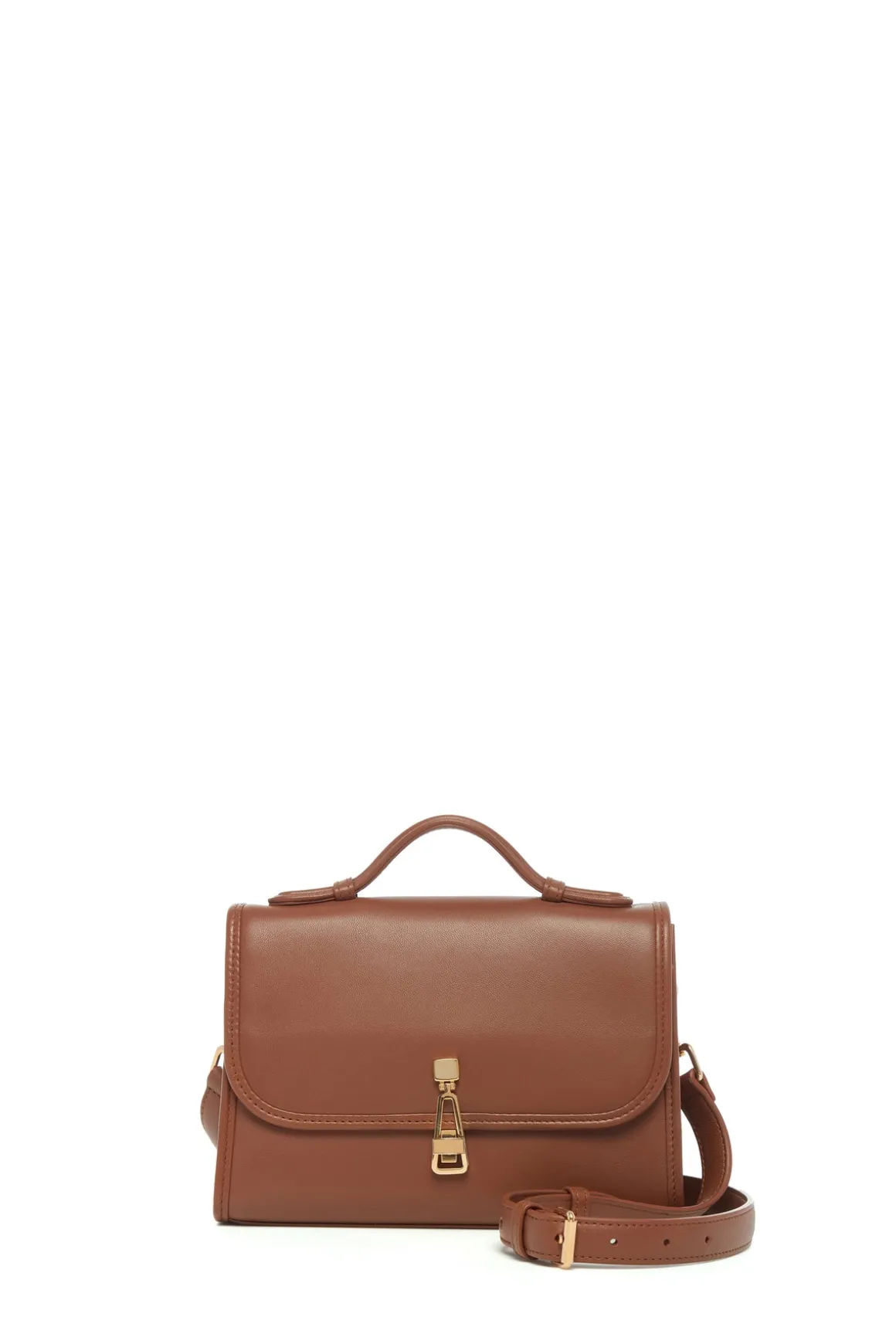 Small Leonora Flap Bag in Cognac Nappa Leather
