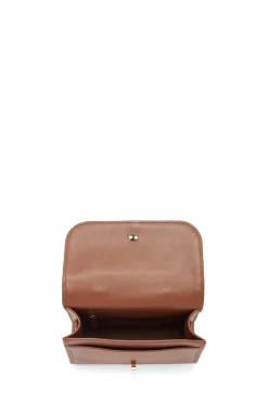 Small Leonora Flap Bag in Cognac Nappa Leather