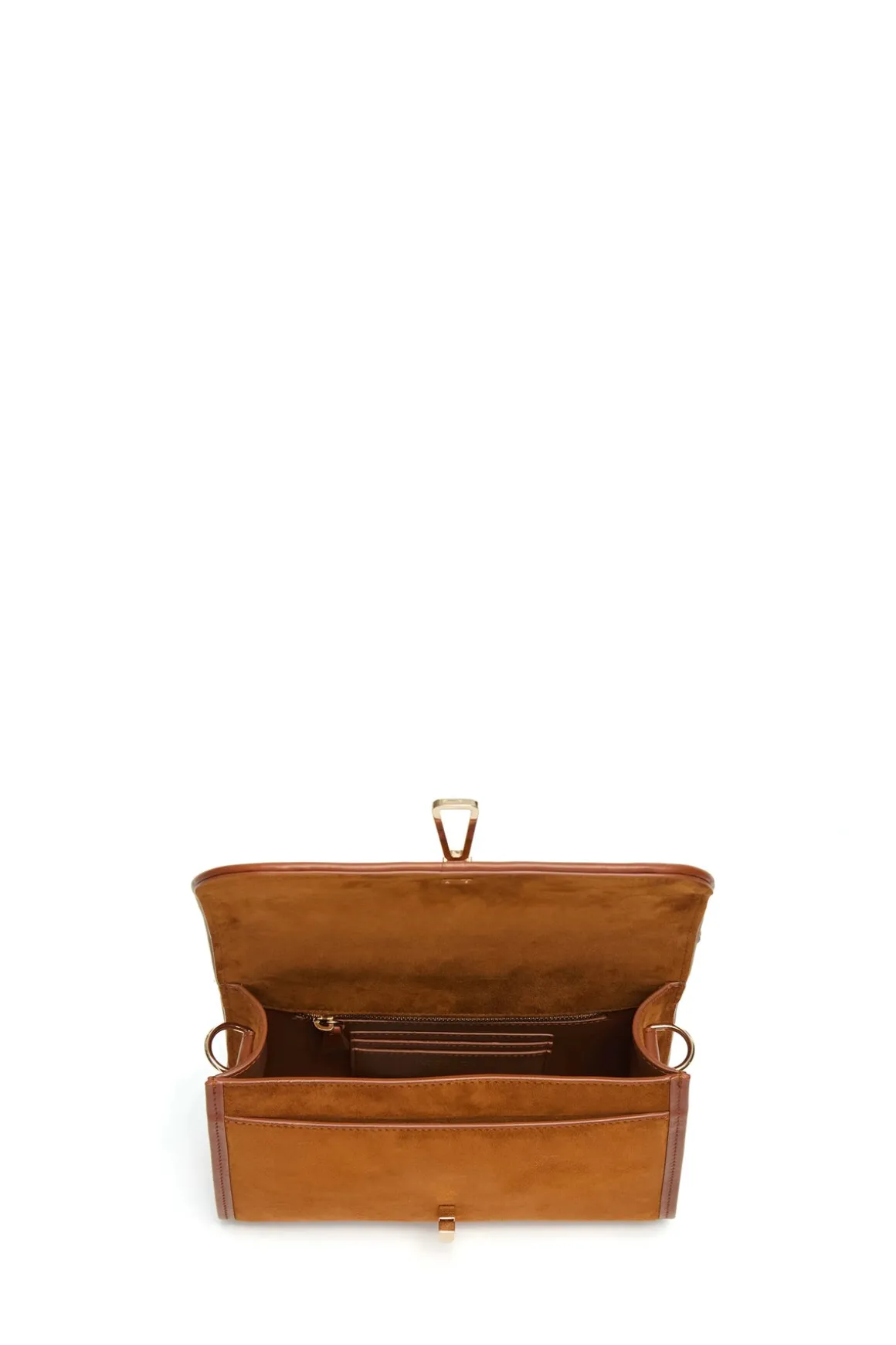 Small Leonora Flap Bag in Cognac Suede