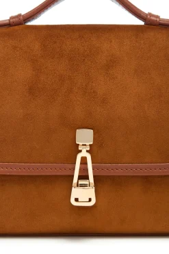 Small Leonora Flap Bag in Cognac Suede