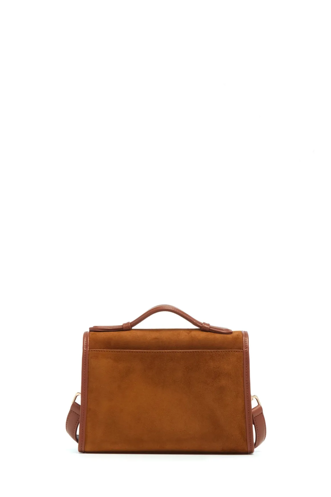 Small Leonora Flap Bag in Cognac Suede