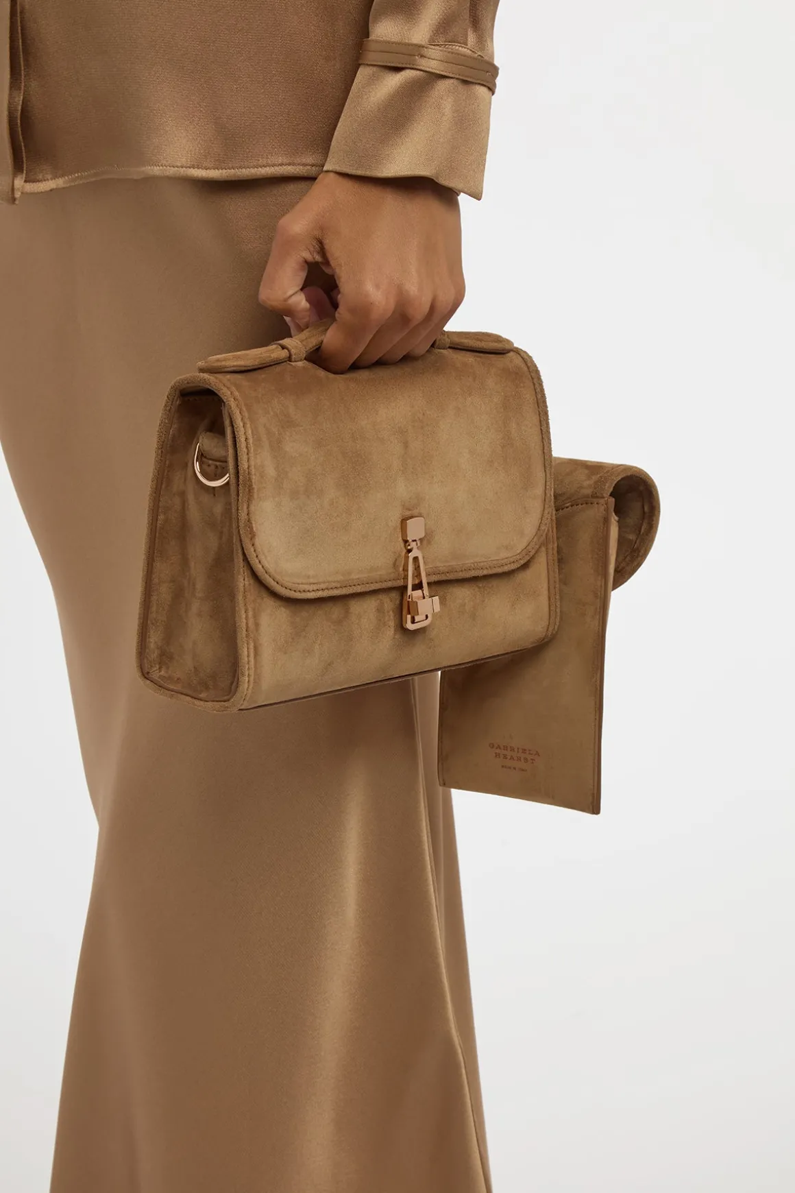 Small Leonora Flap Bag in Dark Sand Suede