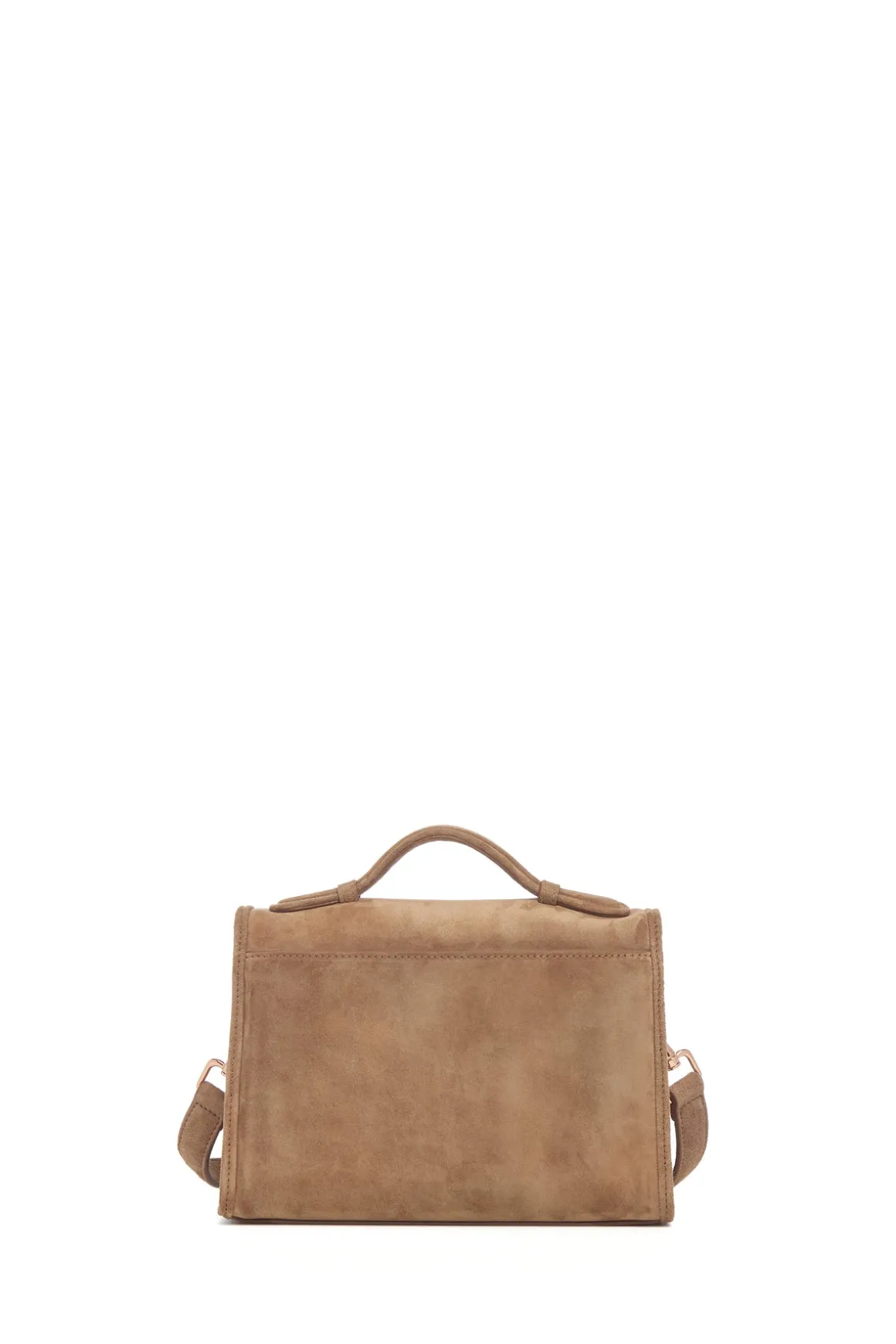 Small Leonora Flap Bag in Dark Sand Suede