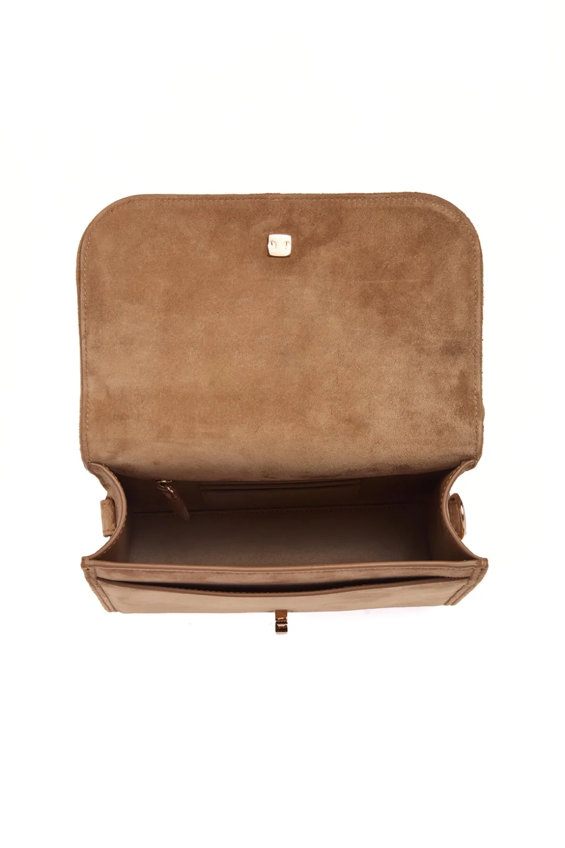 Small Leonora Flap Bag in Dark Sand Suede