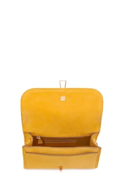 Small Leonora Flap Bag in Golden Birch Suede