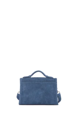 Small Leonora Flap Bag in Light Blue Suede Denim