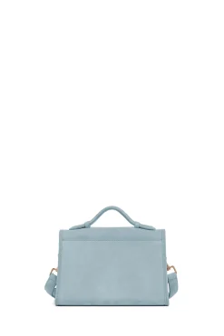 Small Leonora Flap Bag in Light Blue Suede