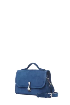 Small Leonora Flap Bag in Navy Suede