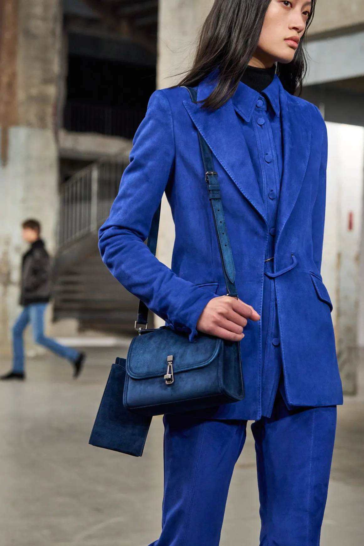 Small Leonora Flap Bag in Navy Suede