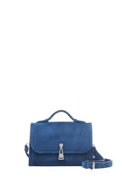 Small Leonora Flap Bag in Navy Suede
