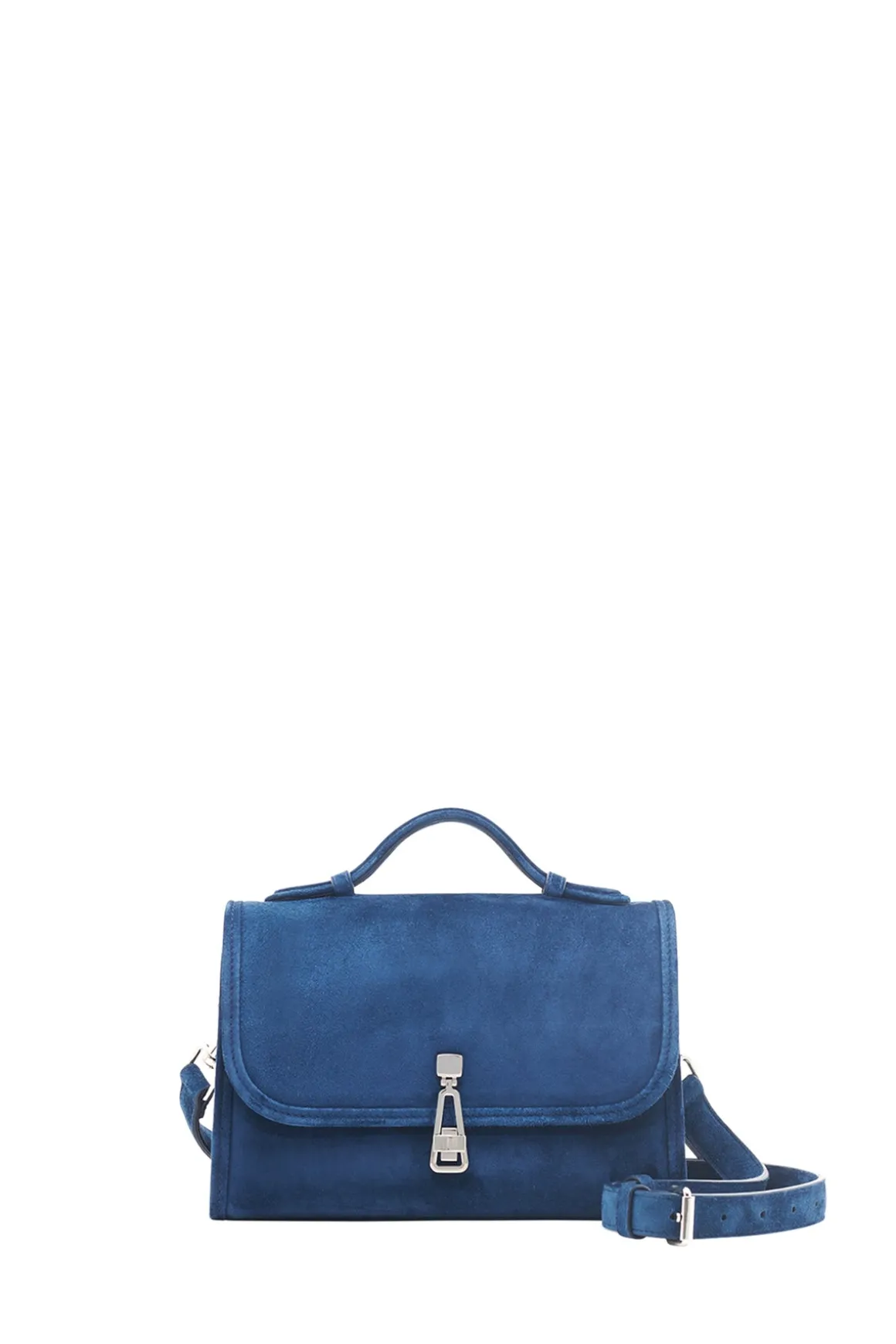 Small Leonora Flap Bag in Navy Suede