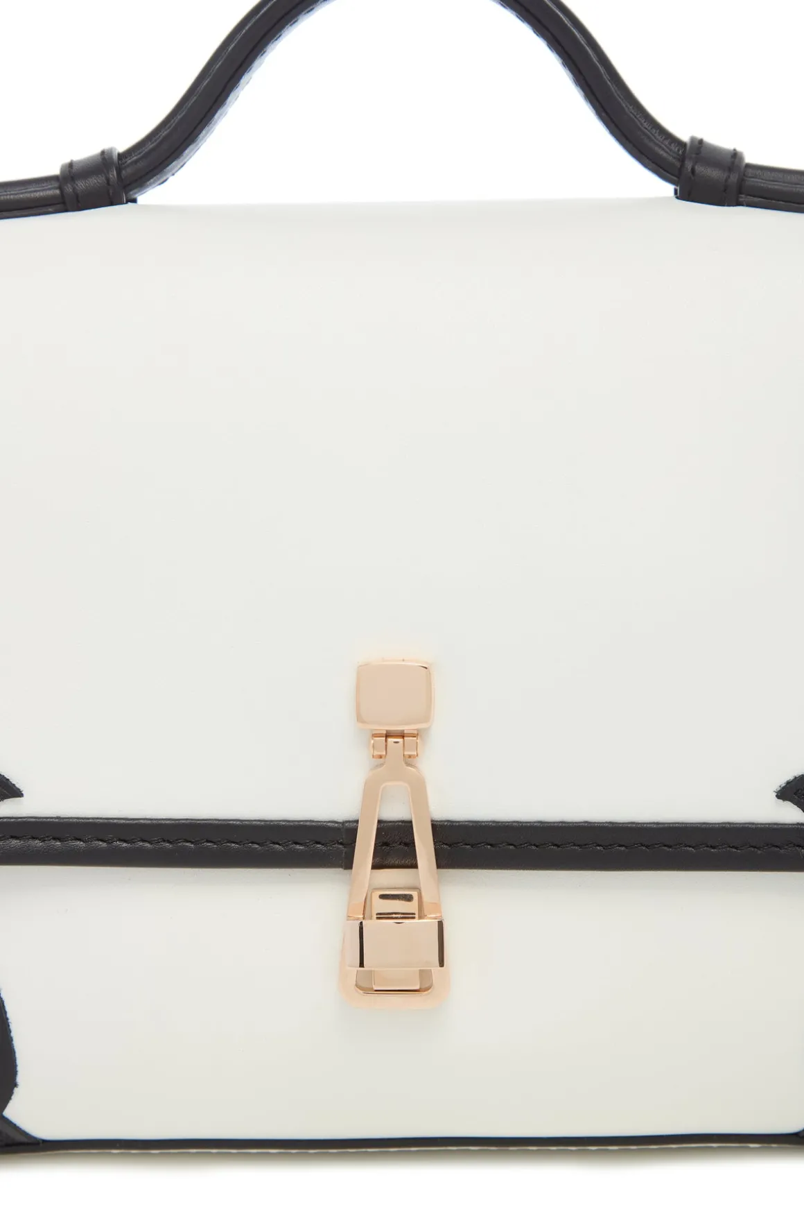 Small Leonora Western Flap Bag in Black & Ivory Leather