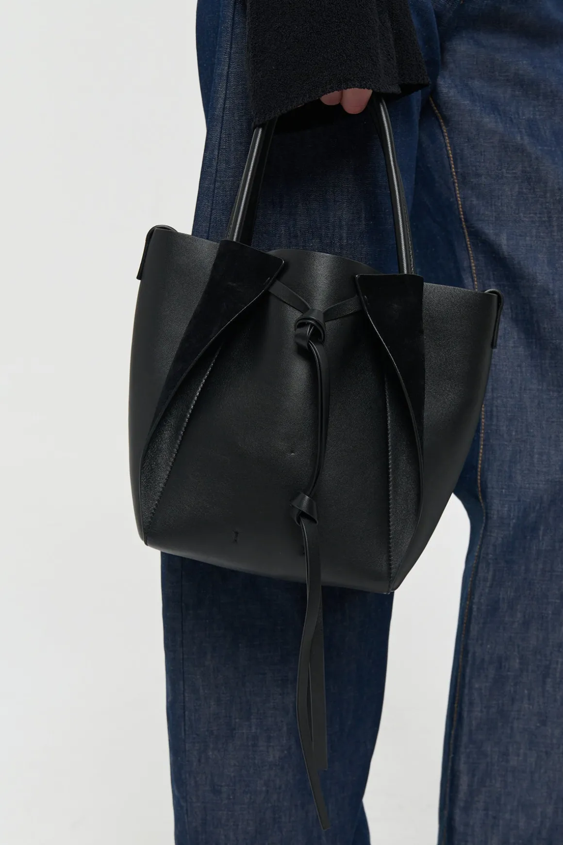 Small Marija Tote Bag in Black Nappa Leather