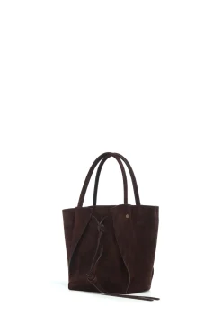 Small Marija Tote Bag in Chocolate Suede
