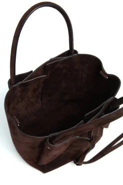 Small Marija Tote Bag in Chocolate Suede