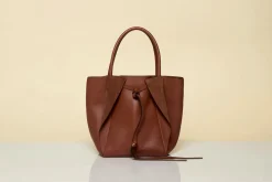 Small Marija Tote Bag in Cognac Nappa Leather